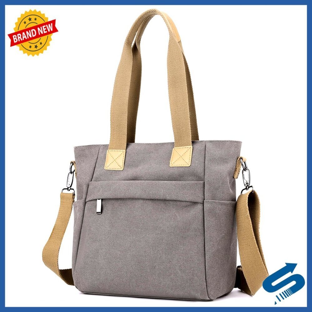 Canvas Tote Bag Small Handbag Zipper Shoulder Bag Chic Minimal Practical